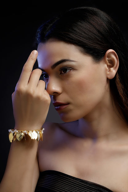 Gold-Plated Leaf Design Bracelet 