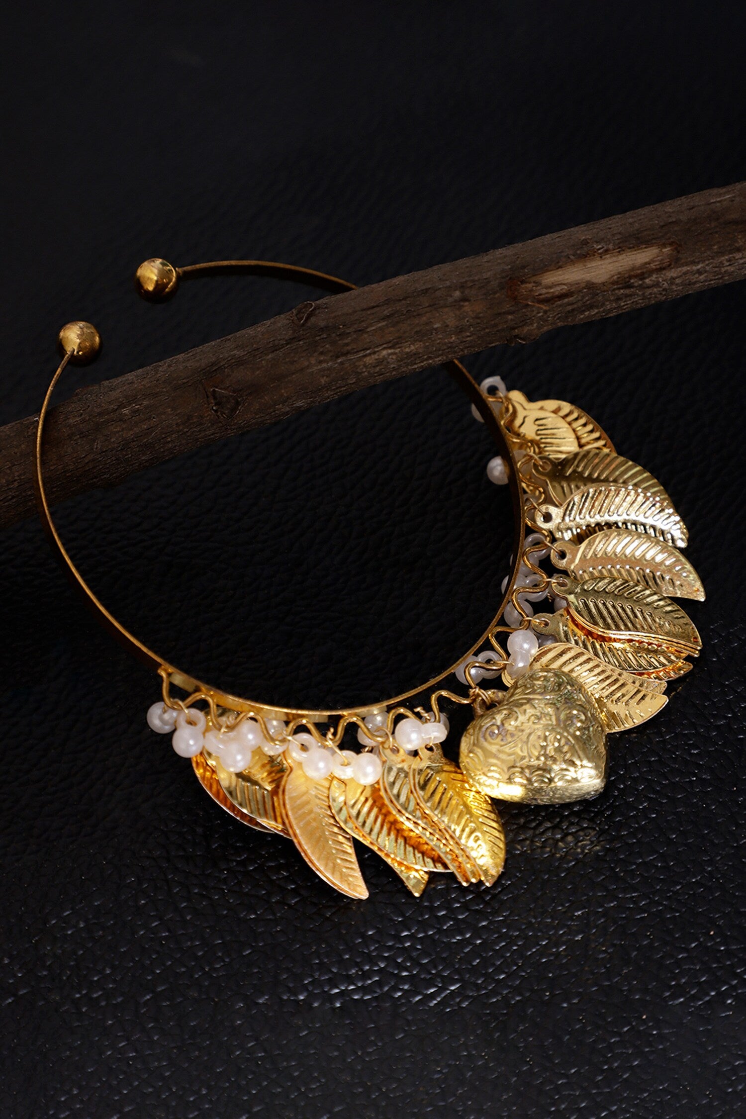 Gold-Plated Leaf Design Bracelet 