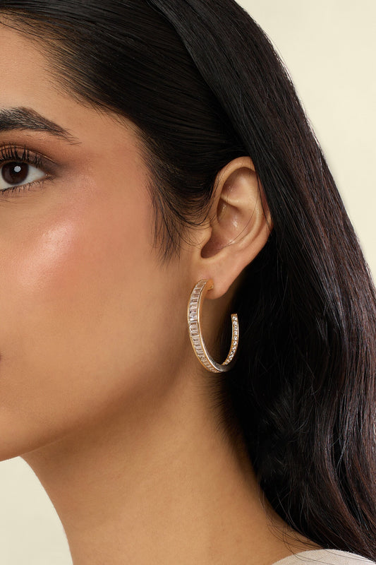 Divine Radiance Gold Plated Hoop Earrings 