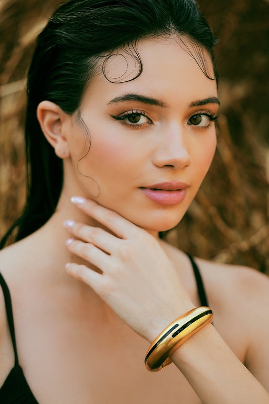 Circlet Black Enamel Gold Bangle 