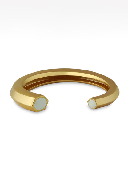 Hexa White Enamel Gold Cuff 