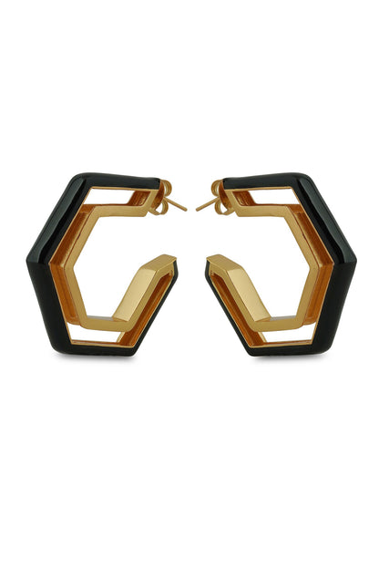 Devine Black Enamel Gold Earrings 
