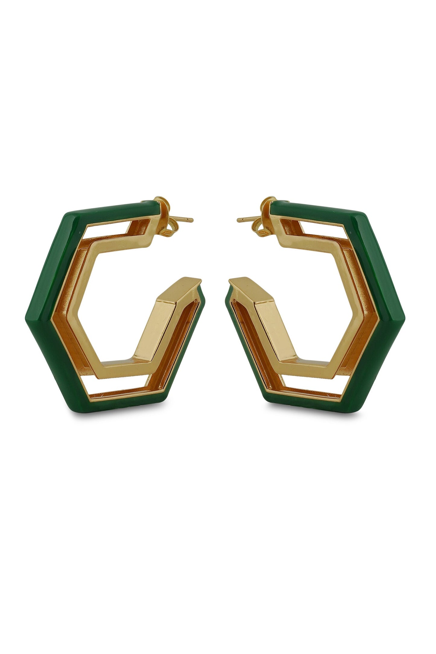 Devine Green Enamel Gold Earrings 
