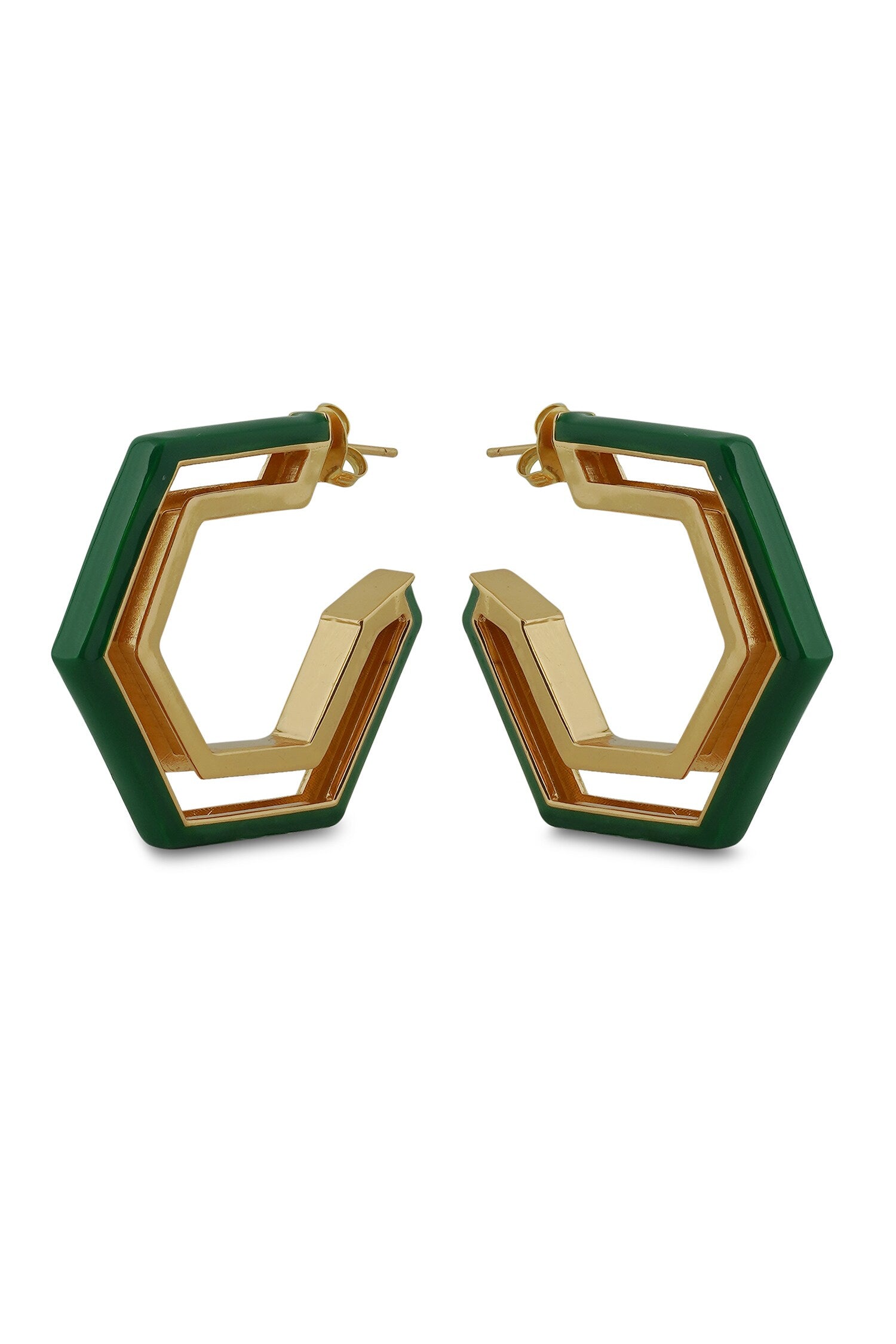Devine Green Enamel Gold Earrings 