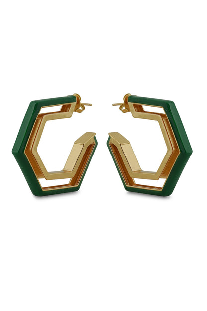Devine Green Enamel Gold Earrings 
