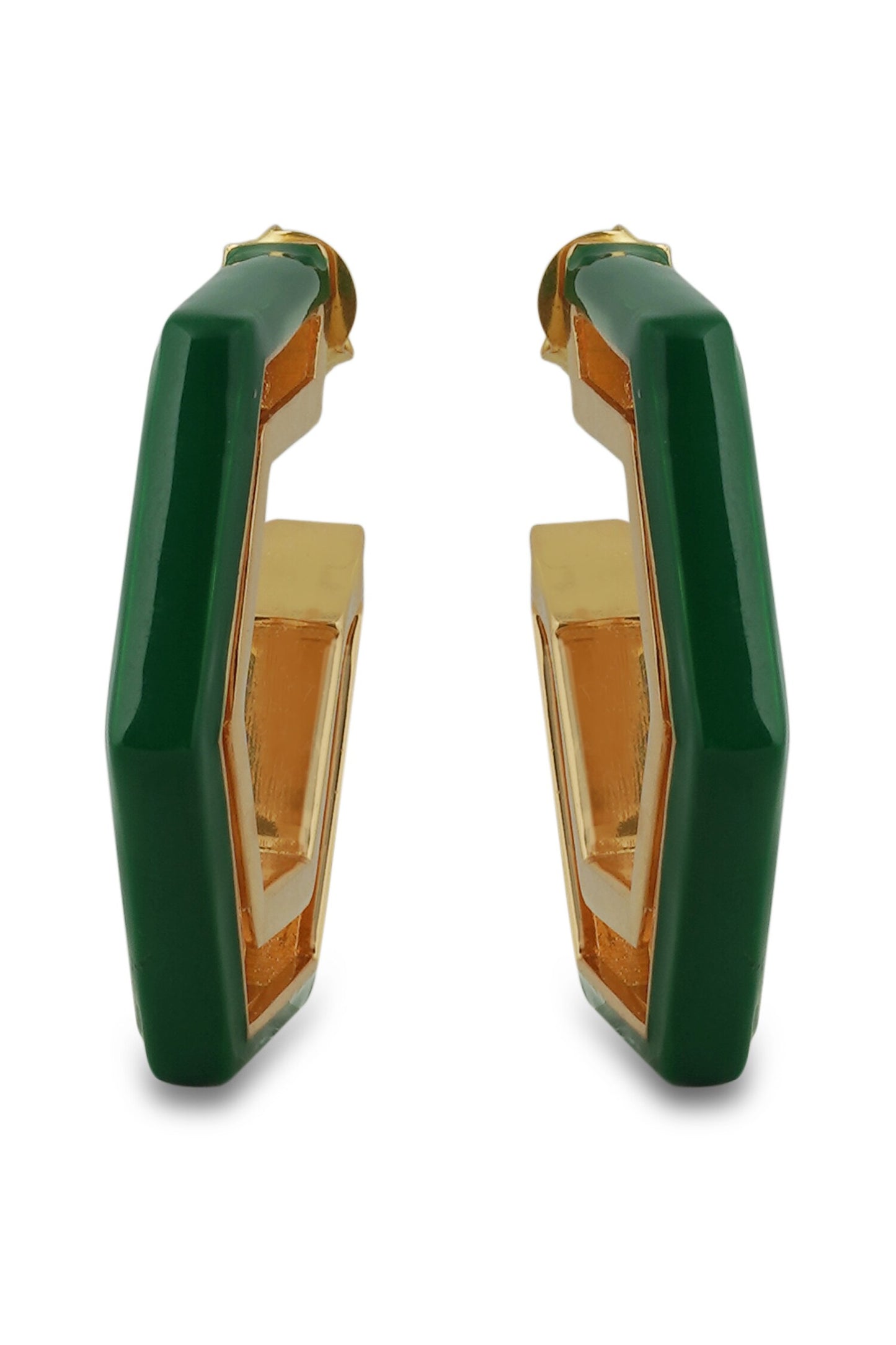 Devine Green Enamel Gold Earrings 