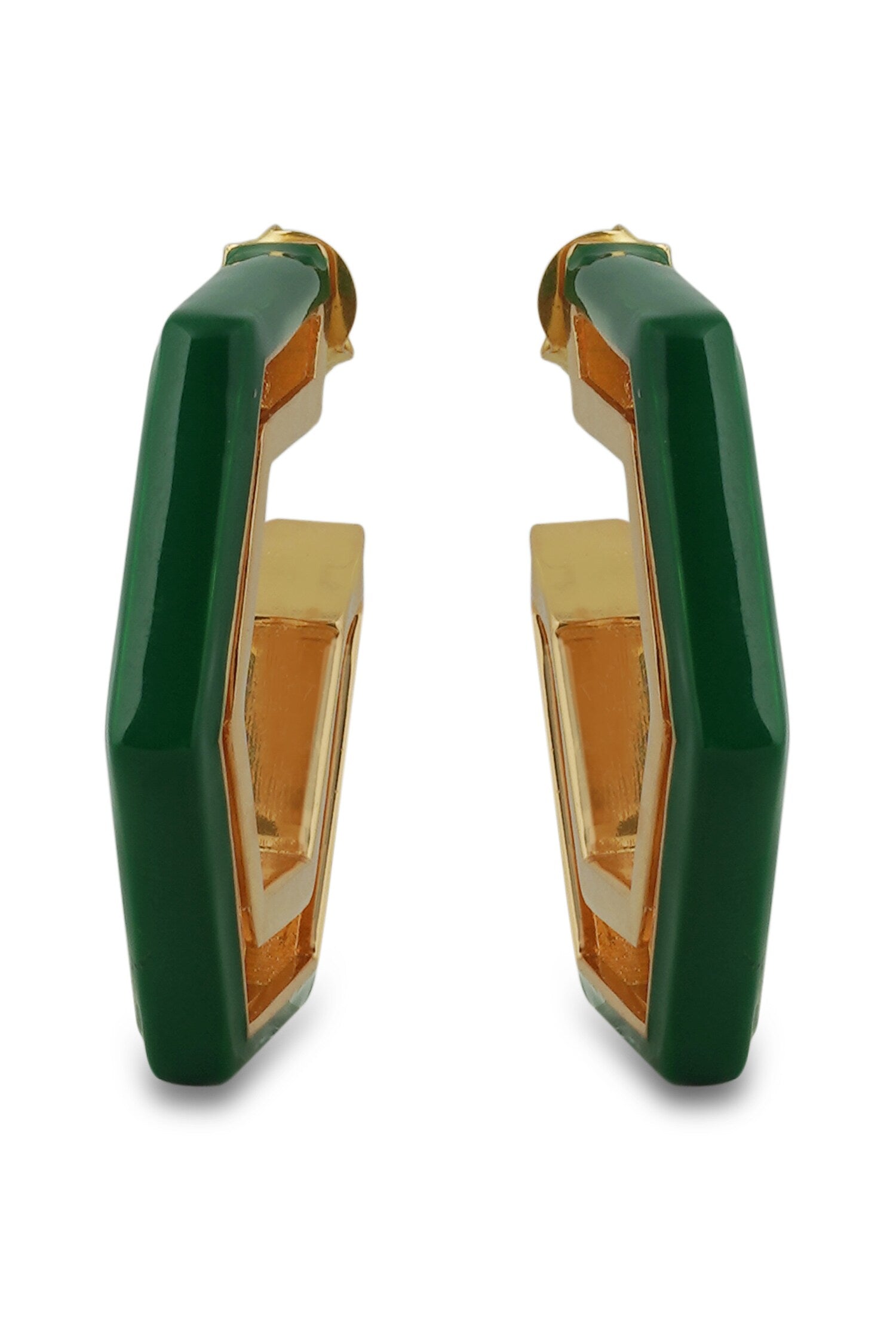 Devine Green Enamel Gold Earrings 