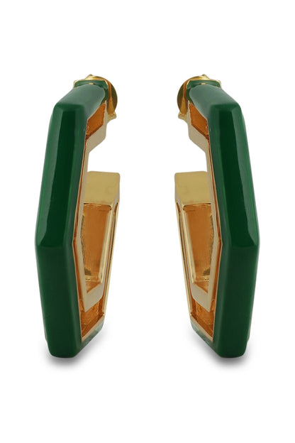 Devine Green Enamel Gold Earrings 