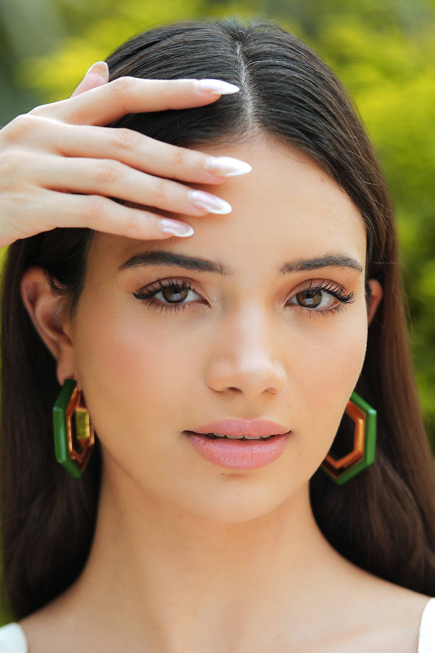 Devine Green Enamel Gold Earrings 