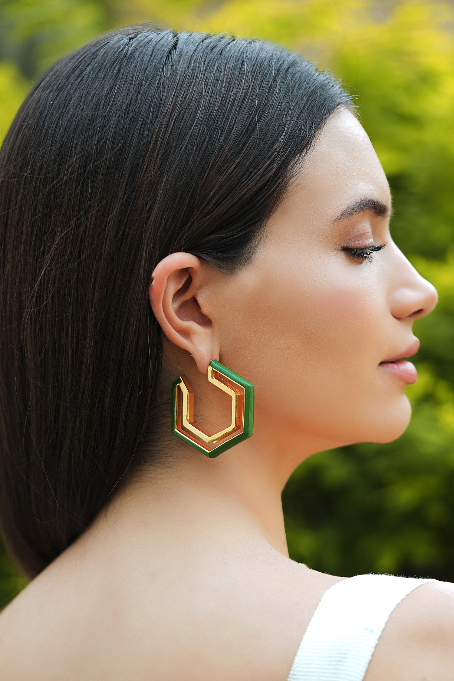 Devine Green Enamel Gold Earrings 