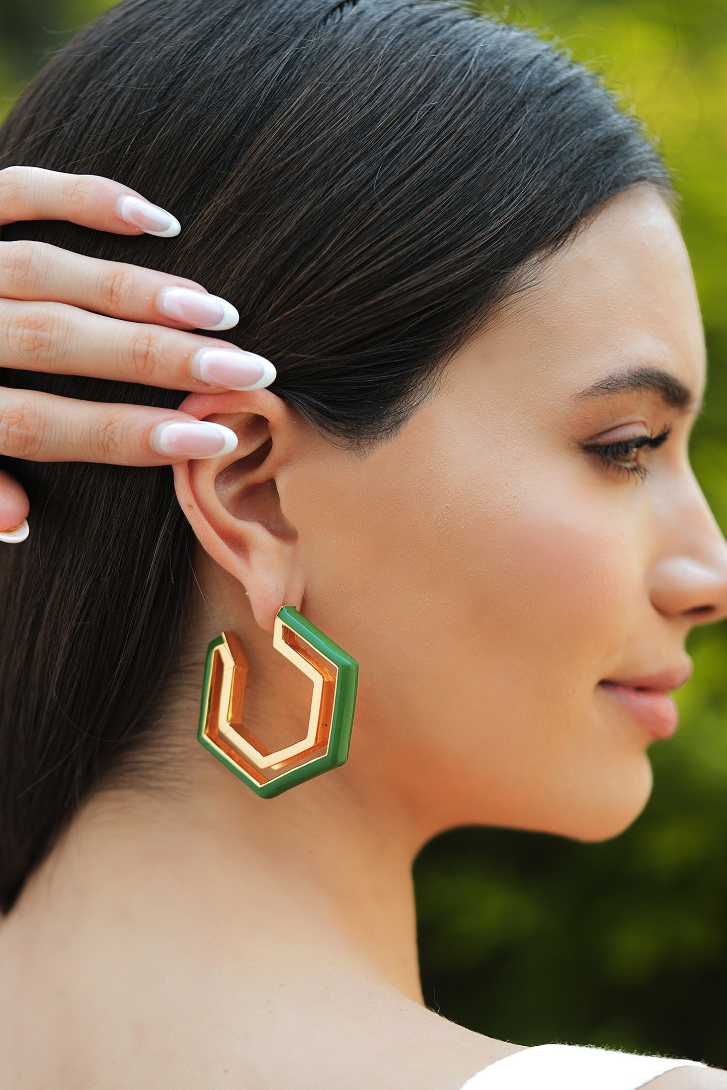 Devine Green Enamel Gold Earrings 