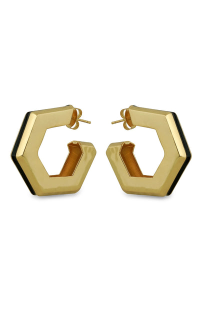Helixa Black Enamel Gold Hoops 