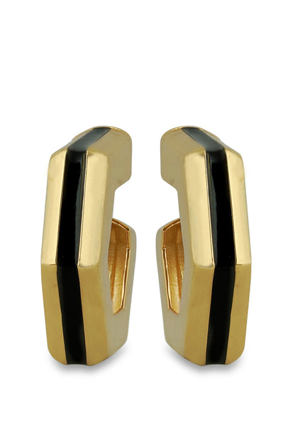 Helixa Black Enamel Gold Hoops 