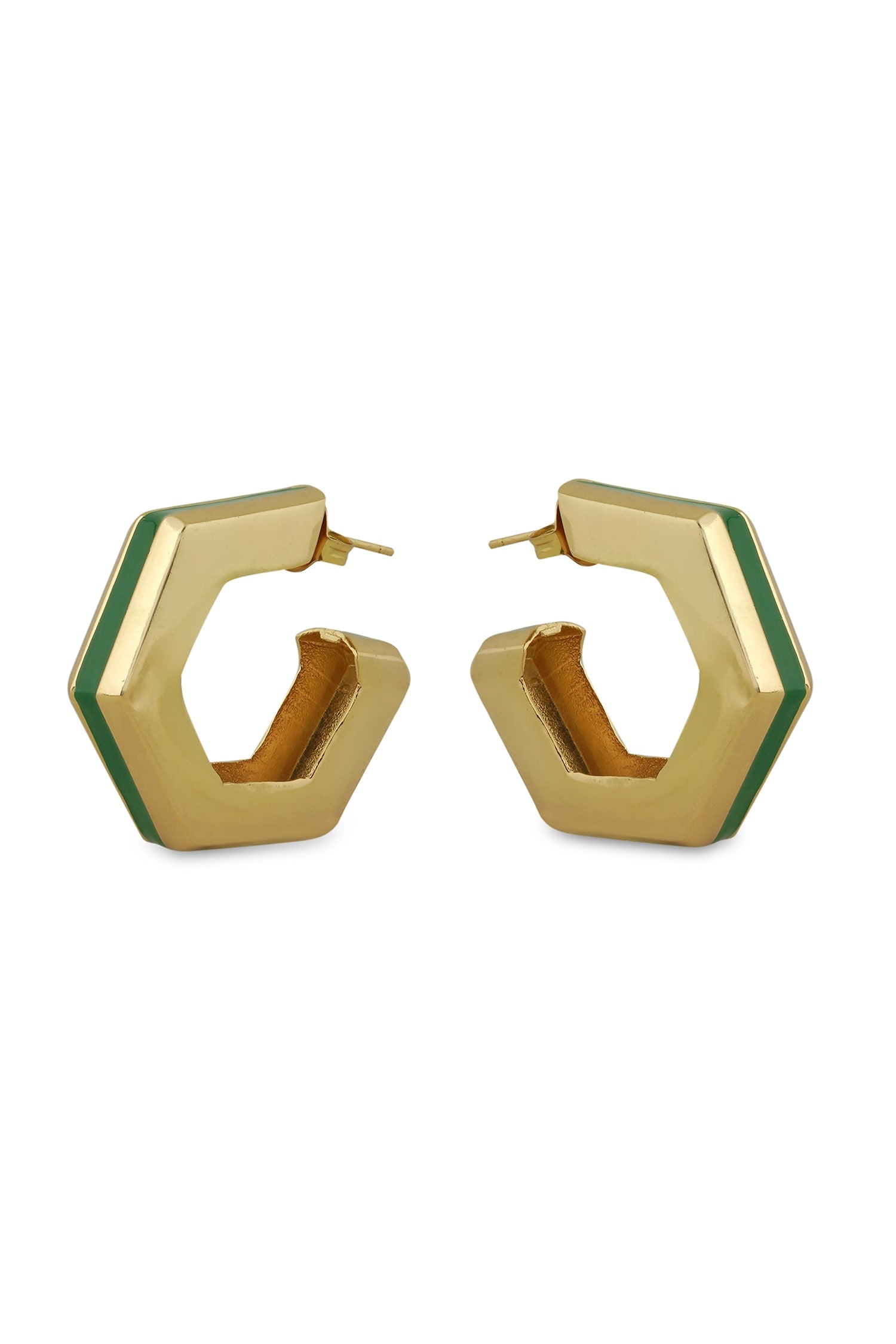 Helixa Green Enamel Gold Hoops 