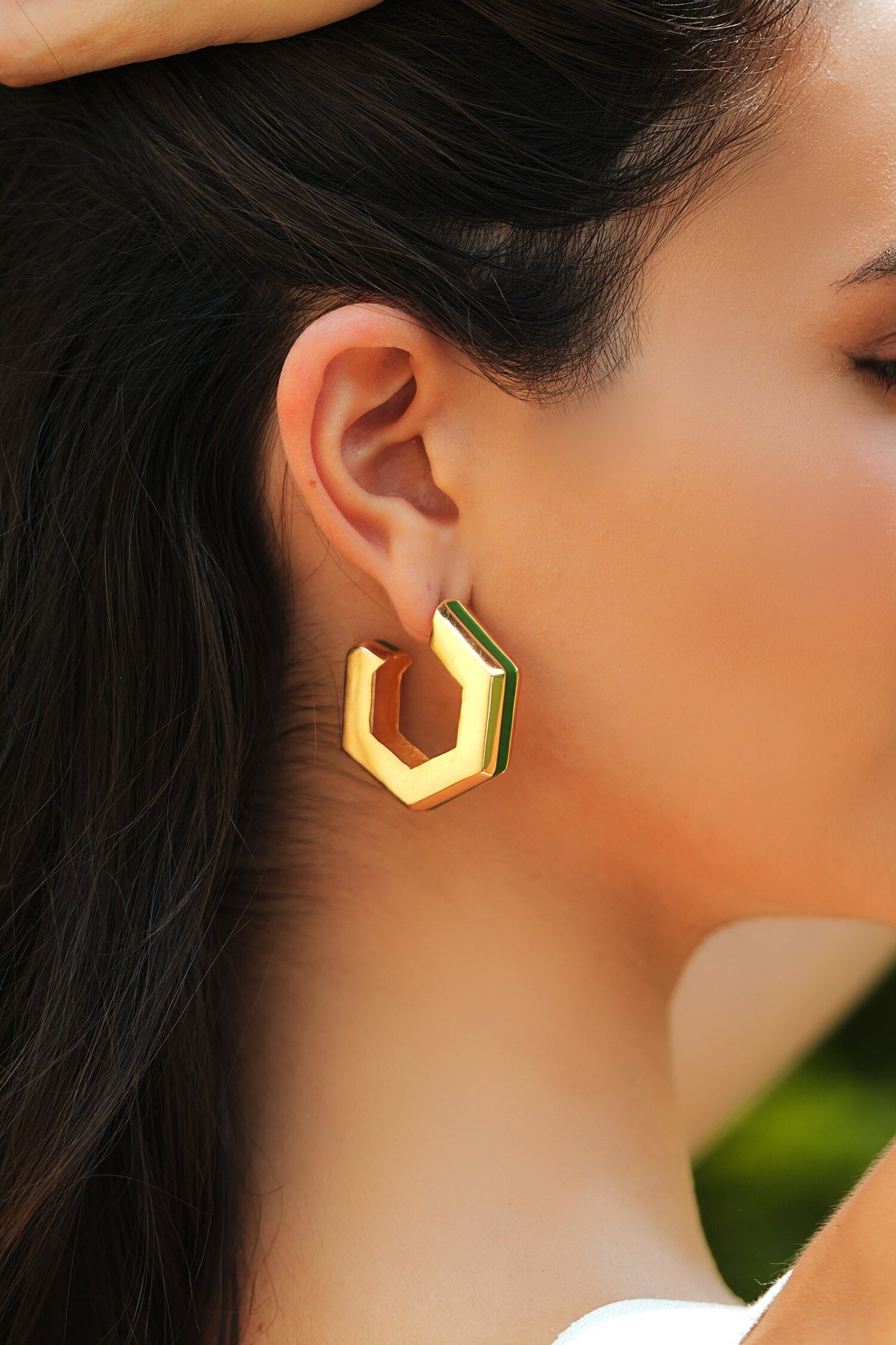 Helixa Green Enamel Gold Hoops 