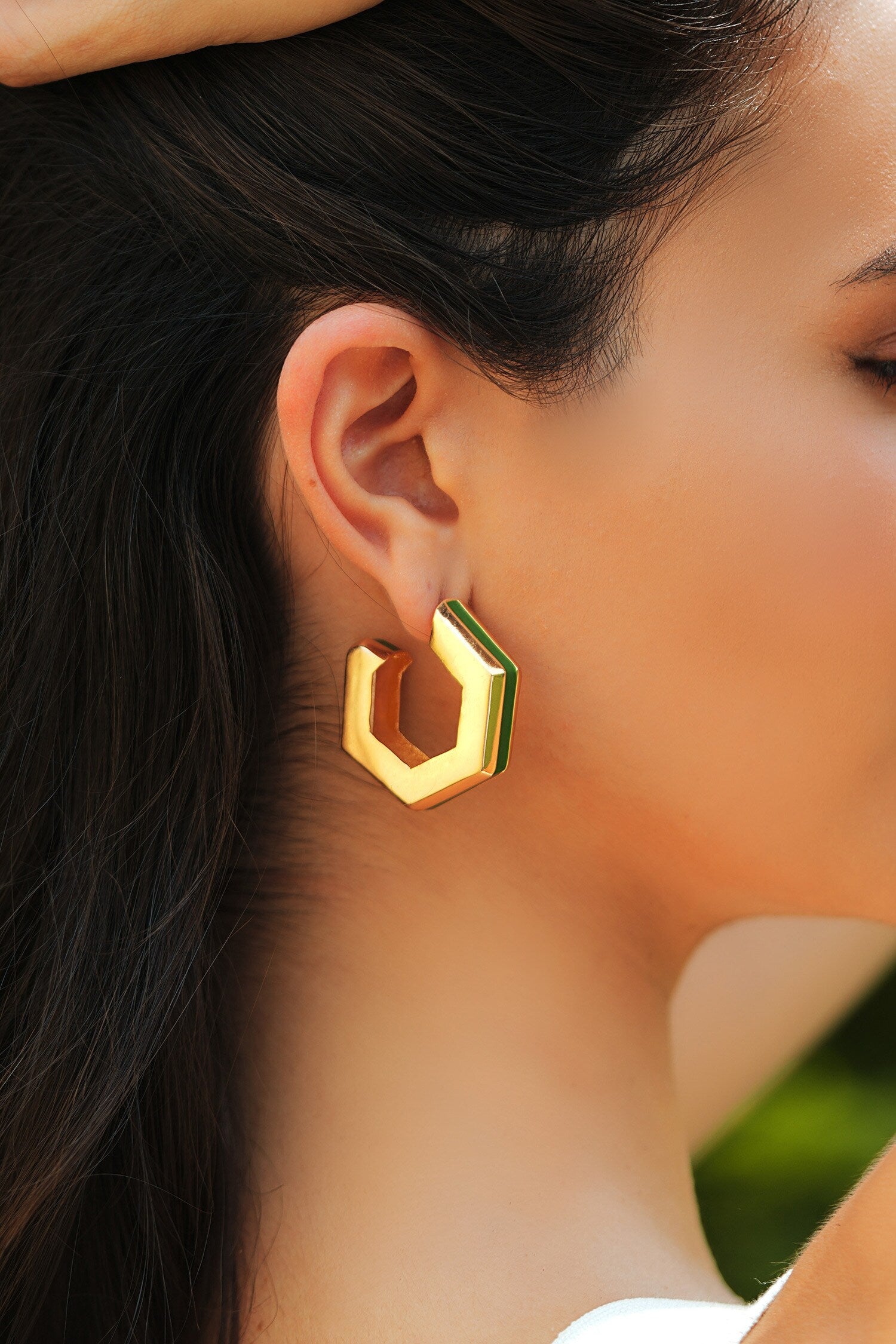 Helixa Green Enamel Gold Hoops 