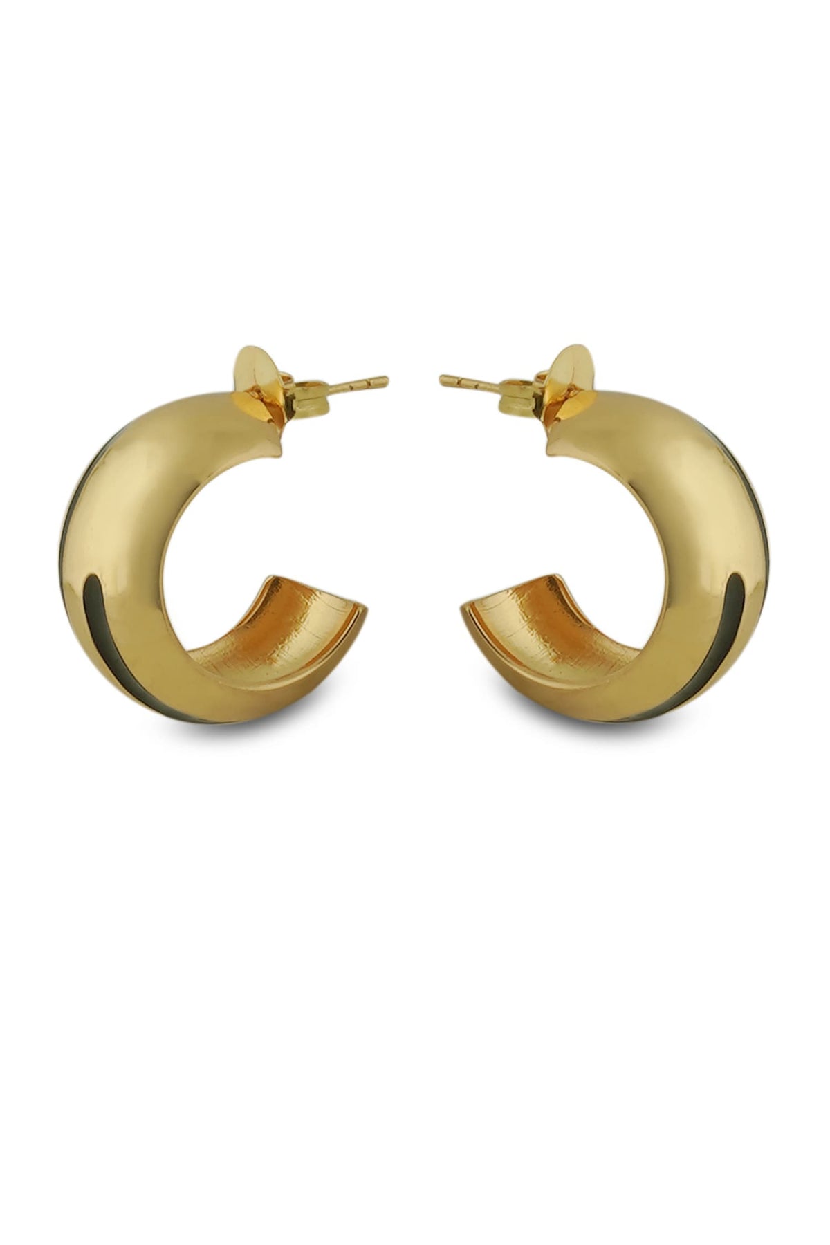 Luna Black Enamel Gold Hoops 