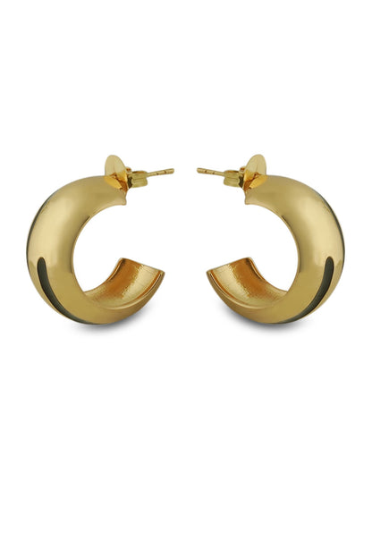 Luna Black Enamel Gold Hoops 