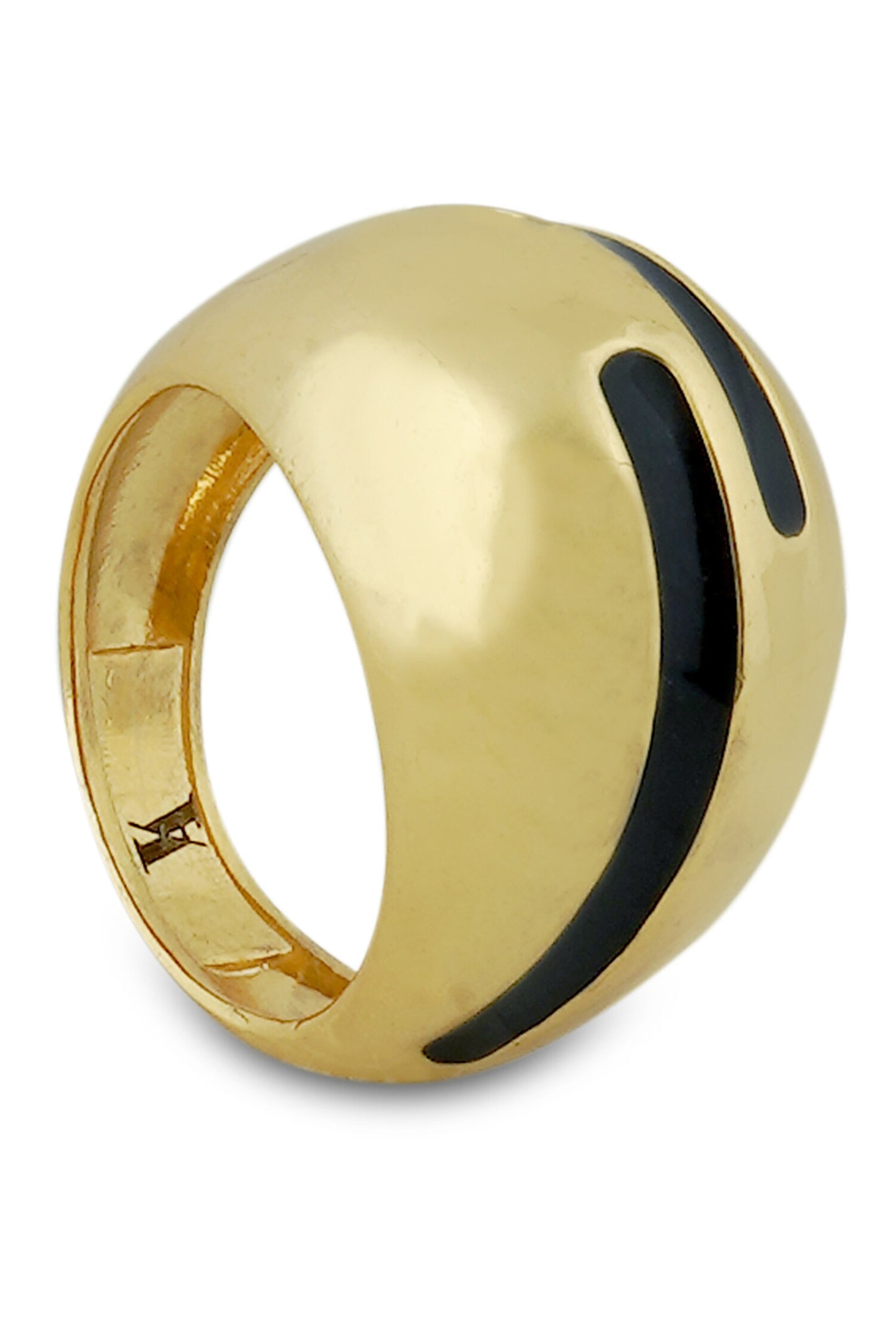 Gold Black Enamel Ring 