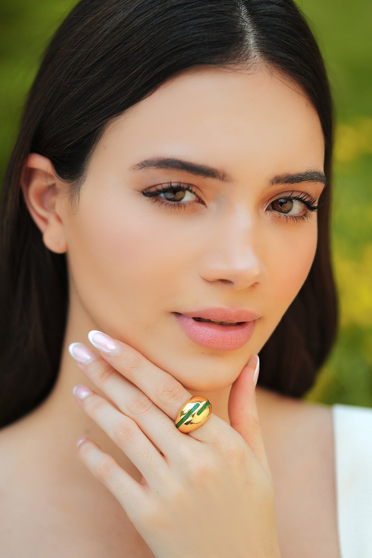 Verdora Green Enamel Gold Ring 