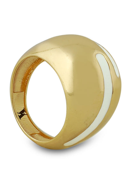 Verdora White Enamel Gold Ring 