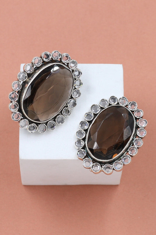 Brown Quartz Designer Earrings 
