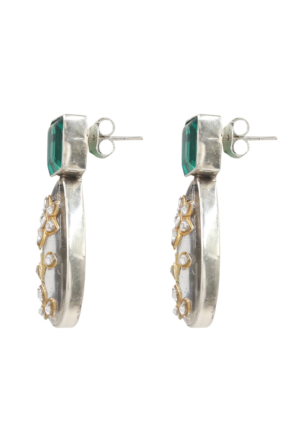 Emerald Silver Earrings 