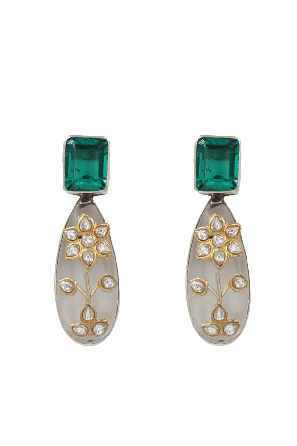 Emerald Silver Earrings 