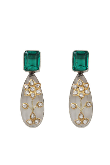 Emerald Silver Earrings 