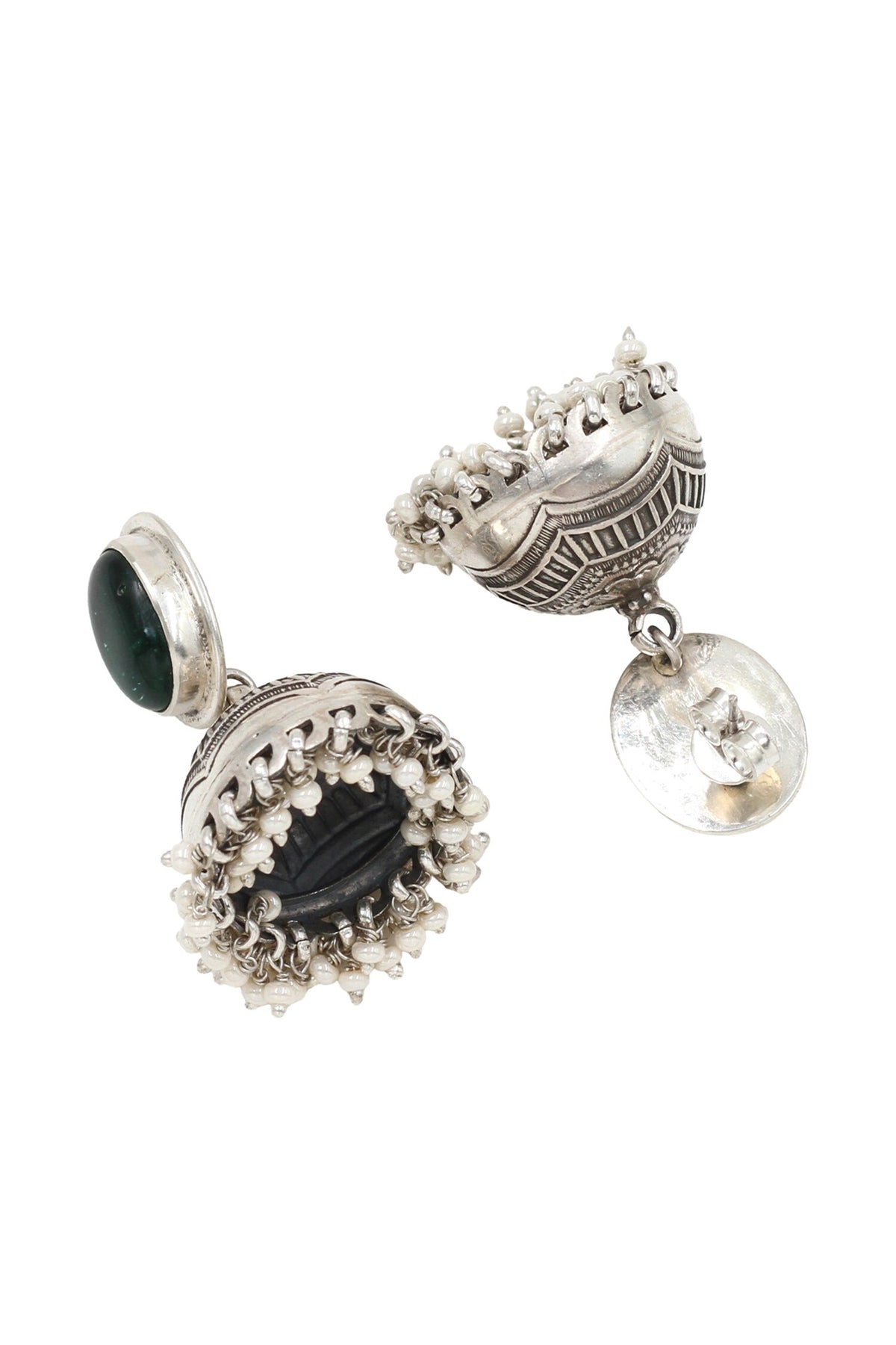 Green Onyx Silver Designer Earrings 