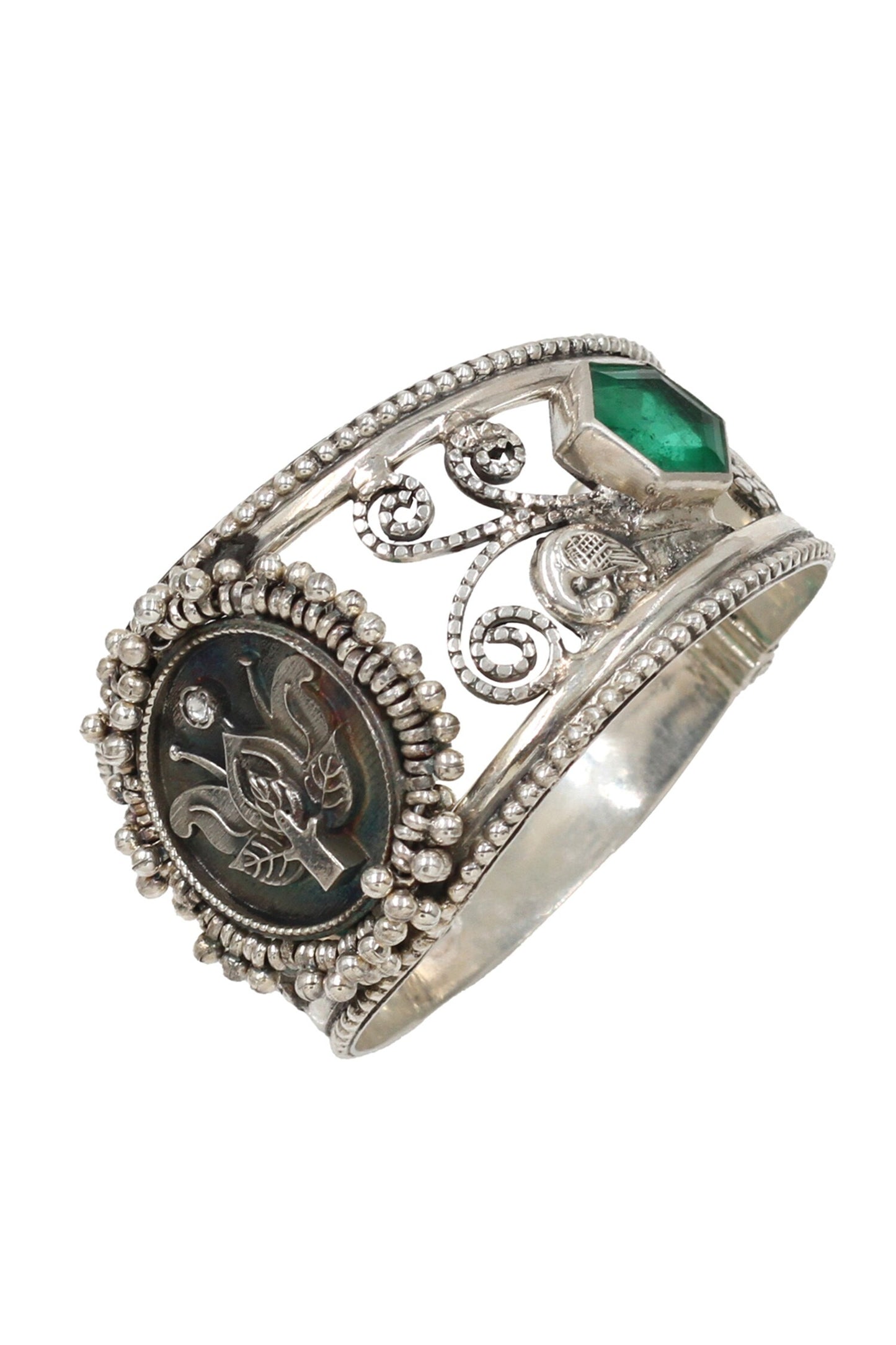Designer Green Silver Bangle 