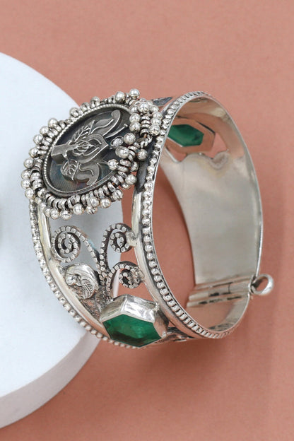 Designer Green Silver Bangle 
