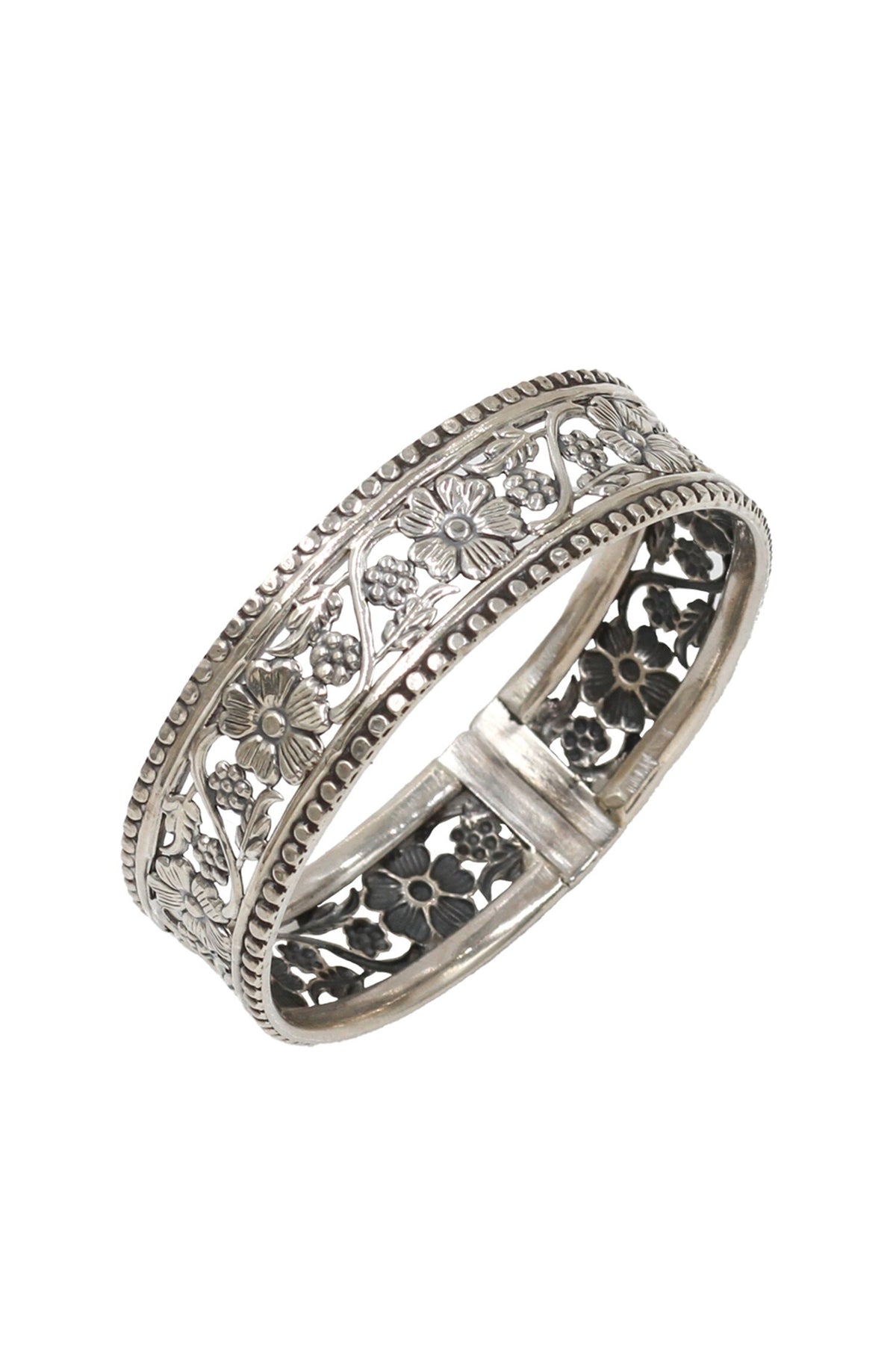 Designer Silver Floral Bangle 