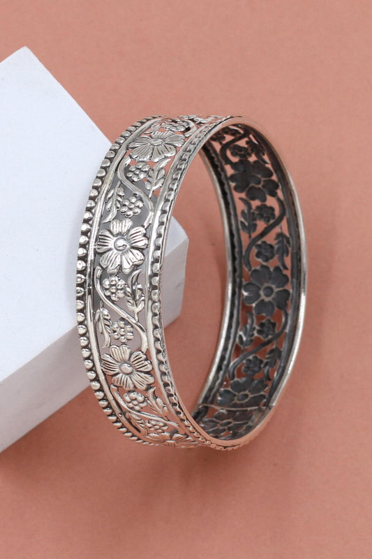 Designer Silver Floral Bangle 