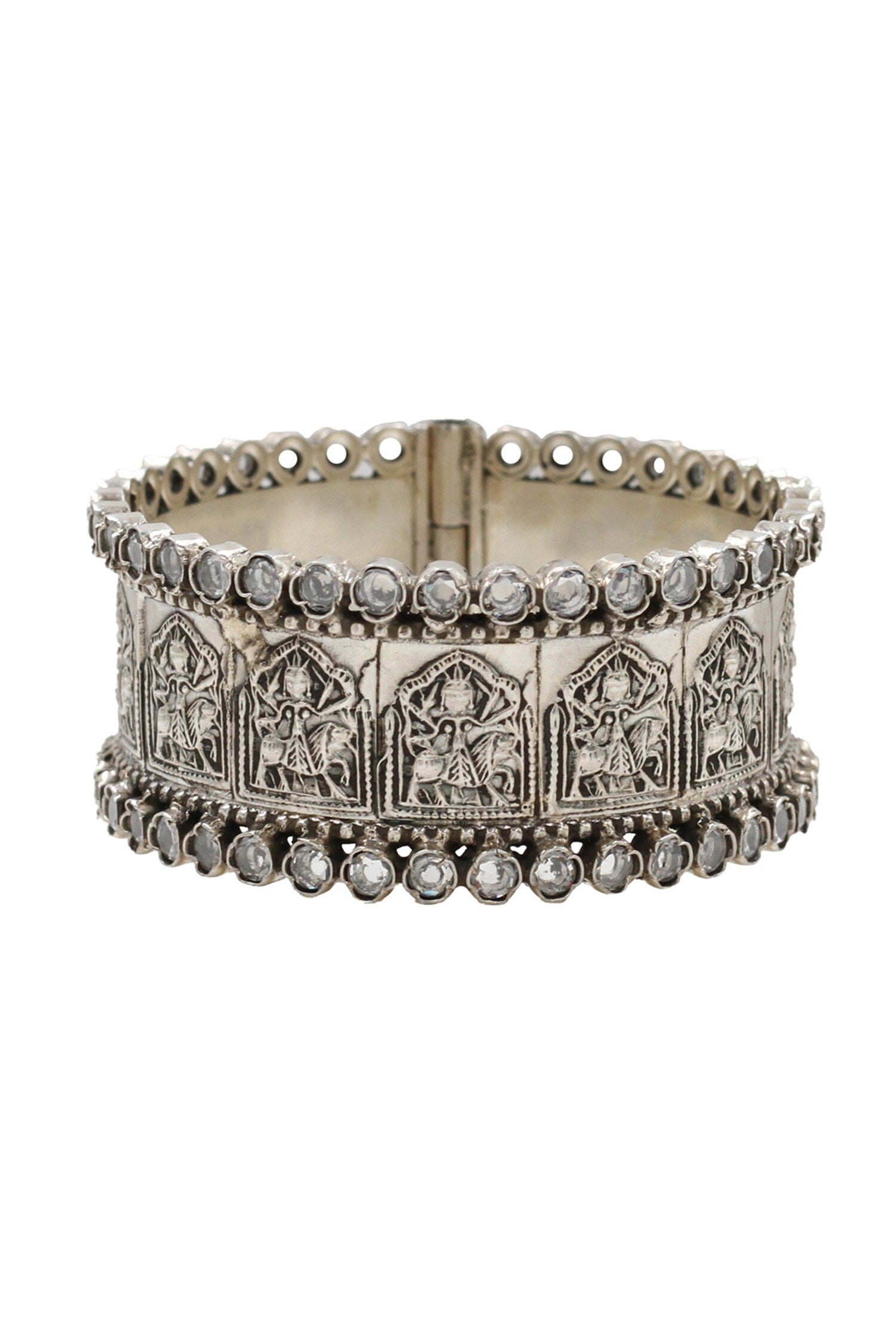 Designer Checkered Silver Bangle 