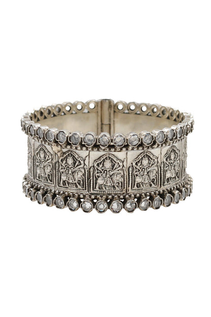 Designer Checkered Silver Bangle 