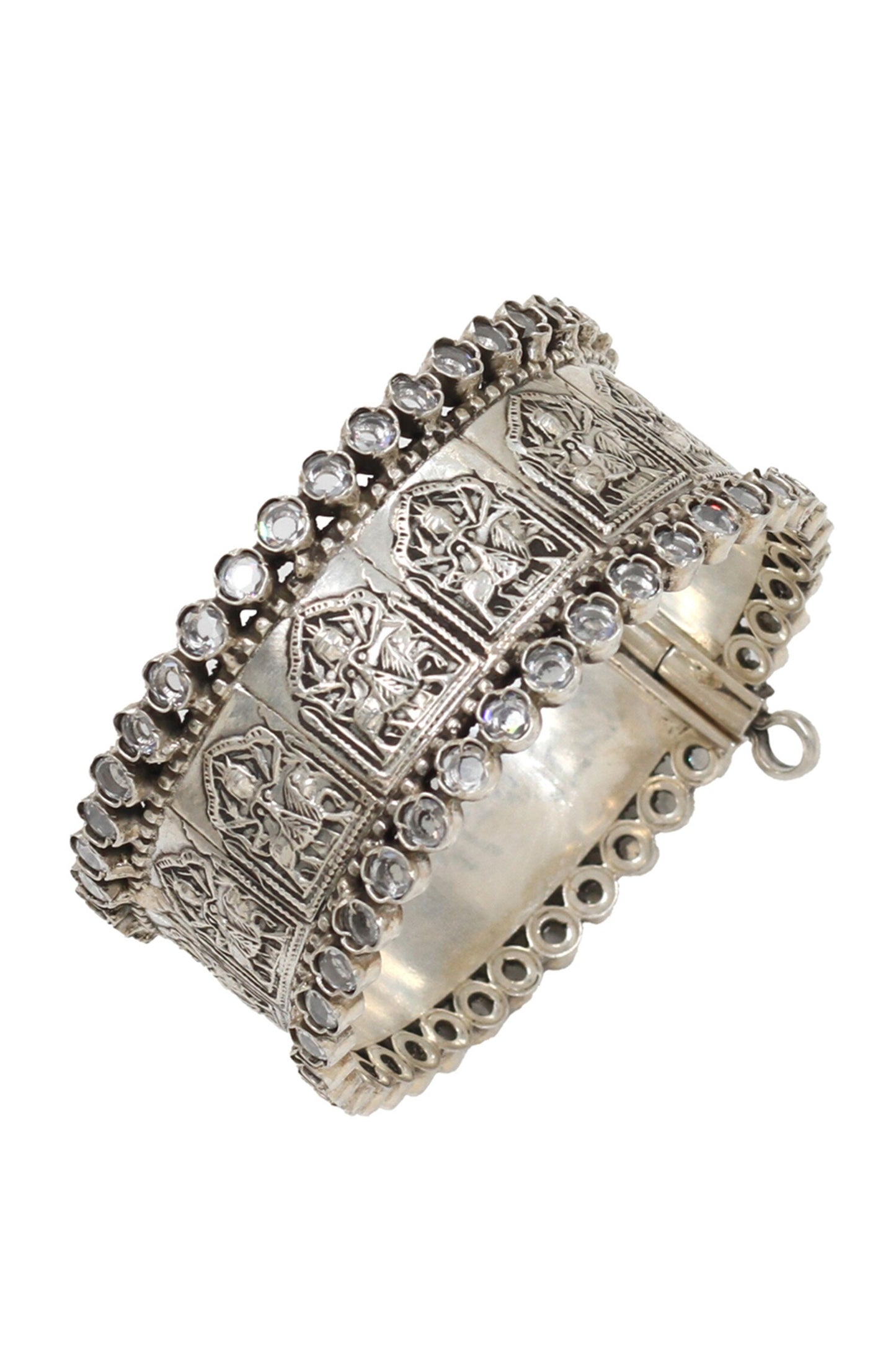 Designer Checkered Silver Bangle 