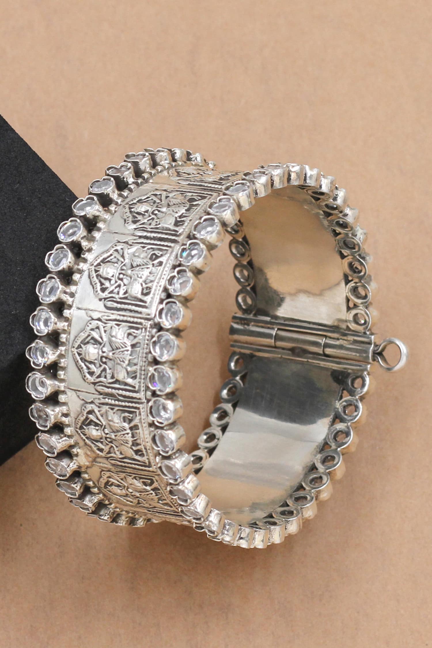 Designer Checkered Silver Bangle 