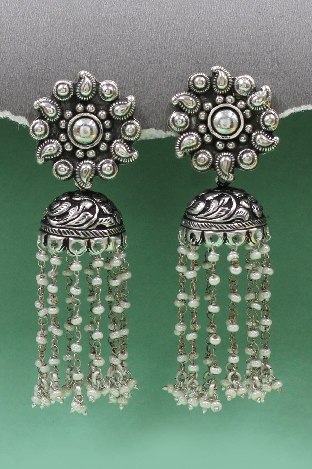 Designer Silver Handcrafted Earrings 