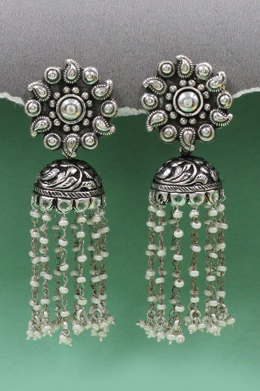 Designer Silver Handcrafted Earrings 