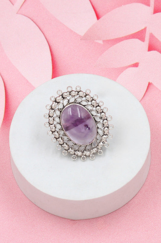 Purple Onyx Silver Designer Ring 