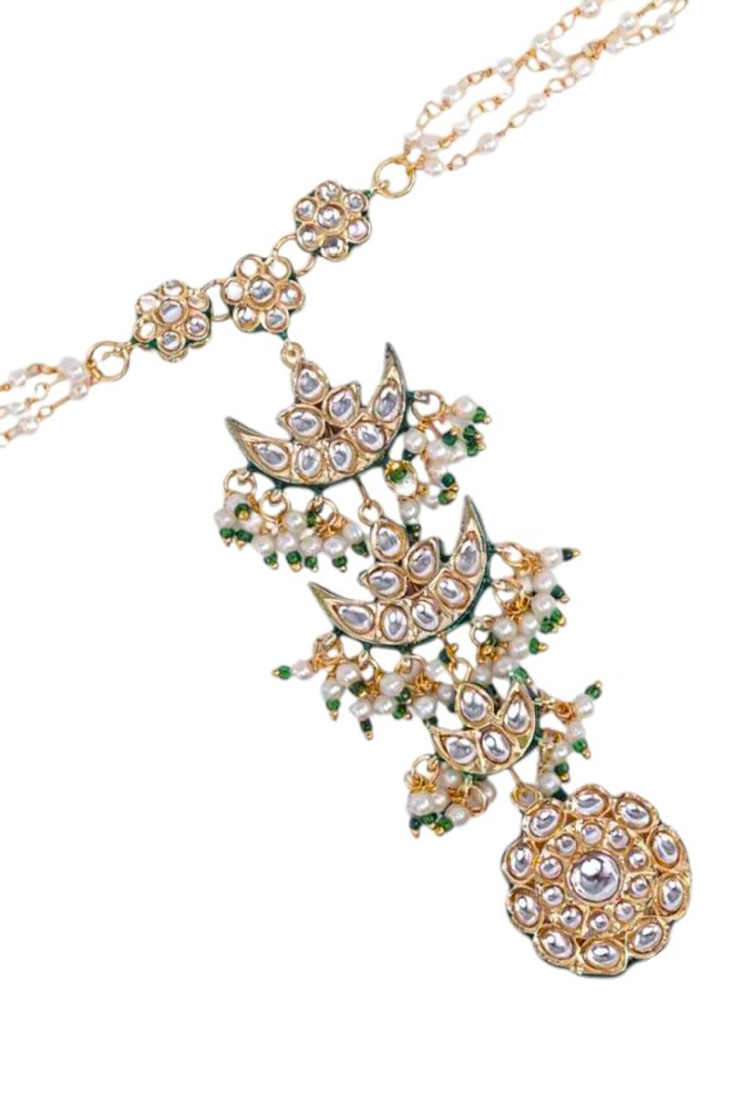 Gold Finish Imitation Kundan Hathphool 
