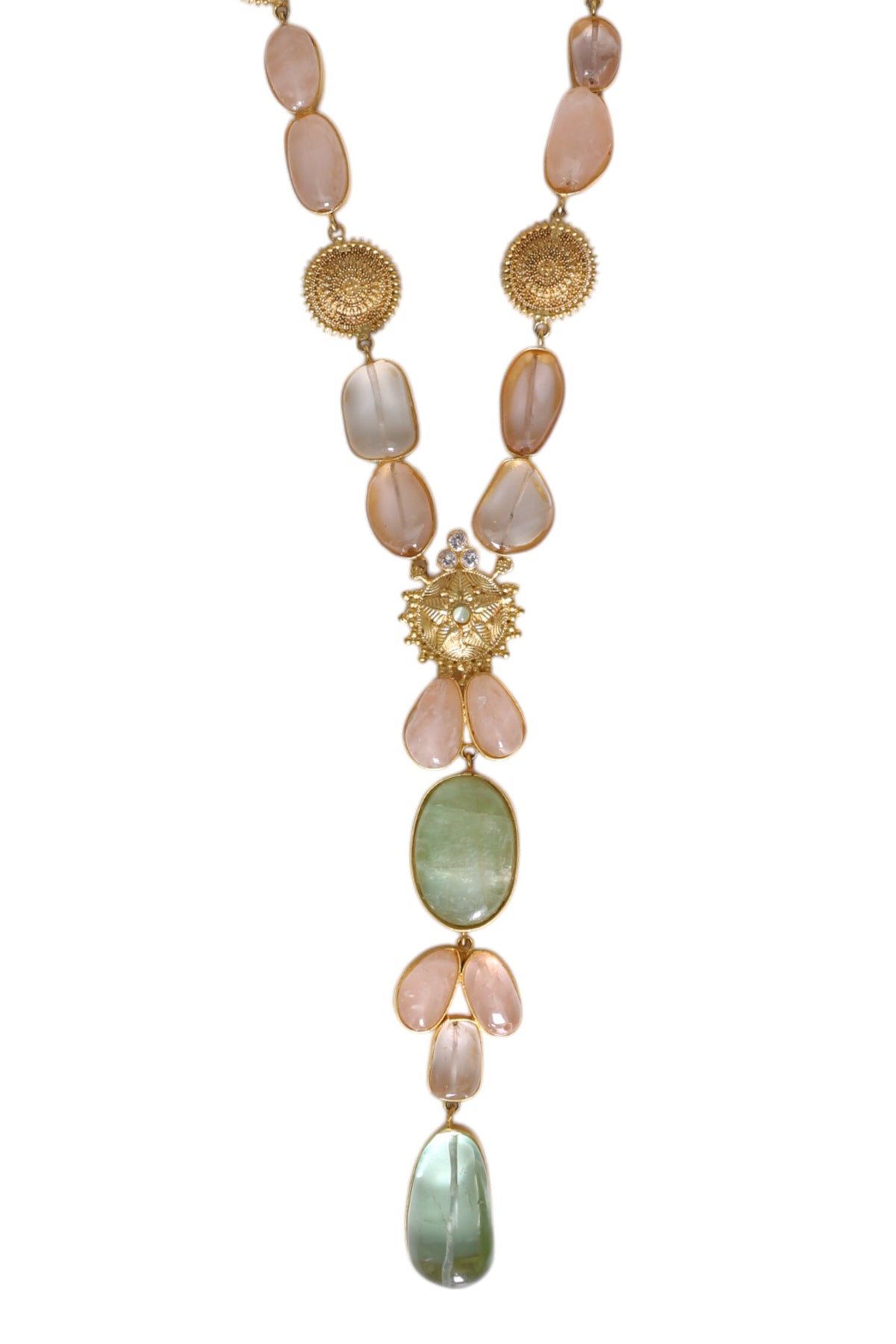 Gold Finish Agate Necklace 