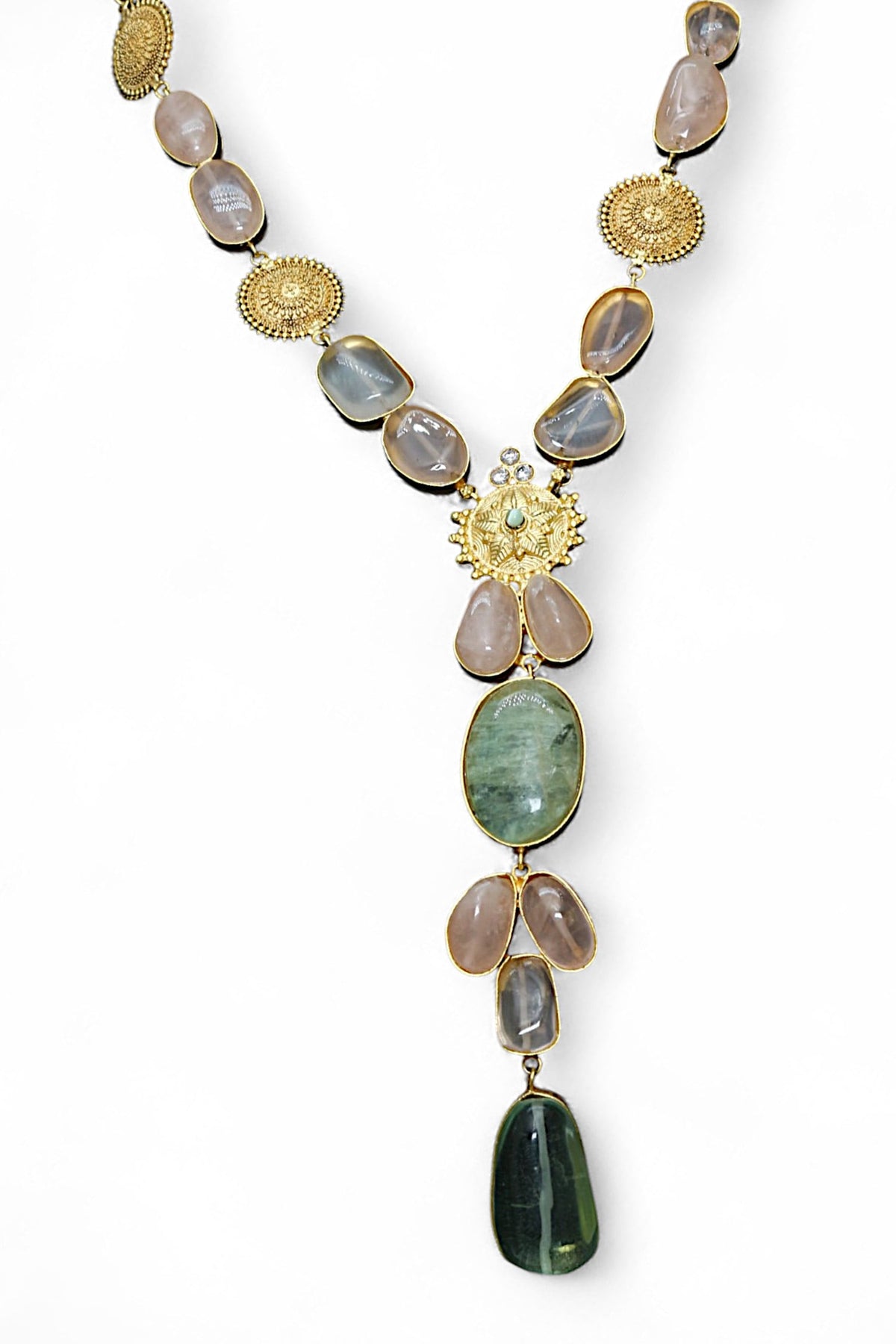 Gold Finish Agate Necklace 