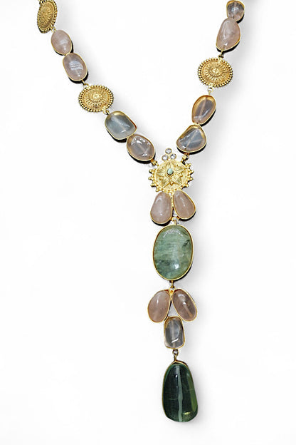 Gold Finish Agate Necklace 