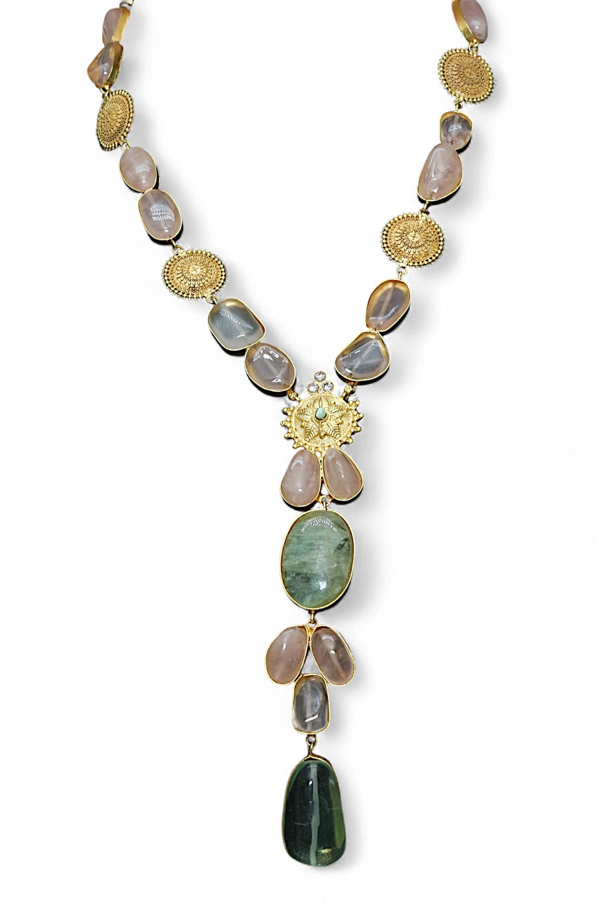 Gold Finish Agate Necklace 