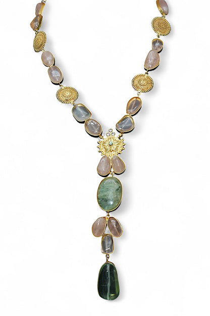 Gold Finish Agate Necklace 