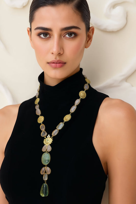 Gold Finish Agate Necklace 
