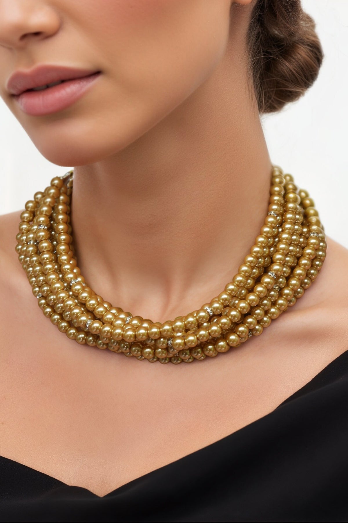 Brown Glass Pearl Necklace 