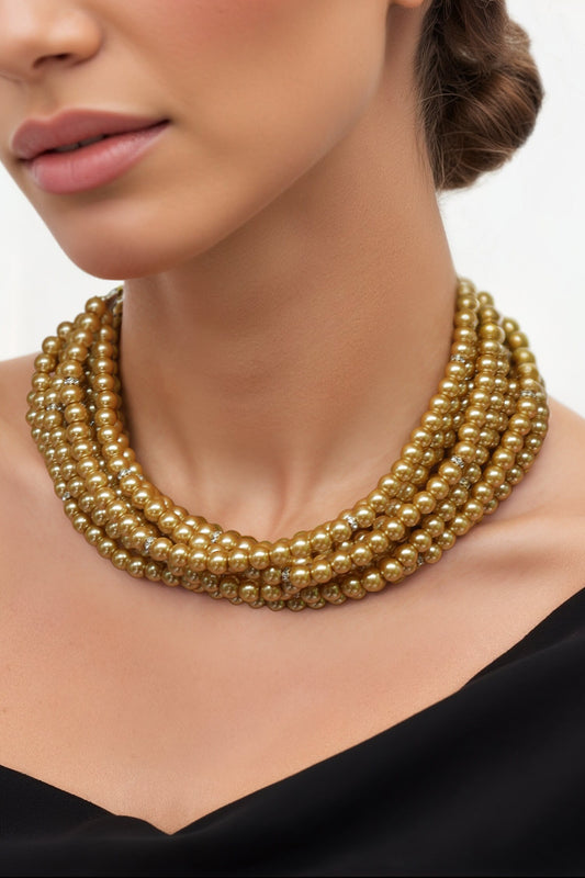 Brown Glass Pearl Necklace 